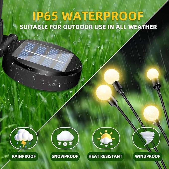 SCNNC Solar Lights Outdoor - 4Packs, 32 LEDs Garden Lights Solar Powered Firefly Lights IP65 Waterproof for Lawn Yard Patio Pathway & Landscape Garden Decoration Gifts