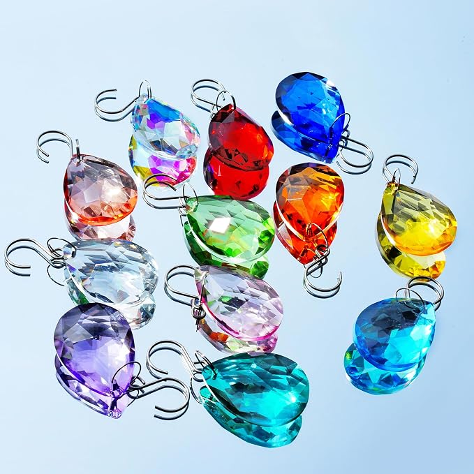 10 Pcs Pink Crystal Bauhinia Suncatcher Prisms Chandelier Window Decor | Pink Crystal Bauhinia Prisms Suncatcher Pendants 38mm Chandelier Beads Replacement for Window Wedding Party Decor