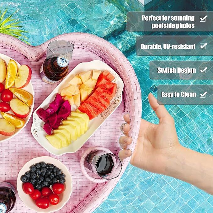 Floating Tray for Pool，Floating Pool Tray, Floating Tray - Floating Pool Table, Ideal for Food & Drinks - Floating Table for Pool - Essential Floating Food Tray for Pool Activities(Heart-Shaped)