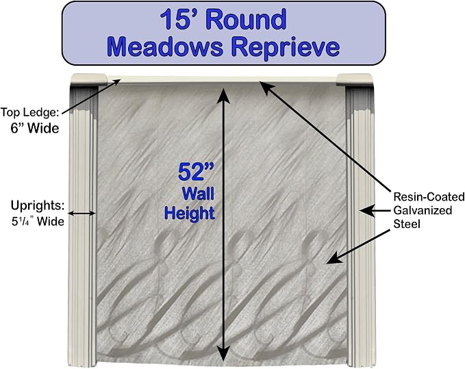 Meadows 15 ft Round Above Ground Swimming Pool Kit | 52 Inch Steel Walls | Bundle Includes: 25 Gauge Liner, A-Frame Ladder, Sand Filter System with Pump & Skimmer