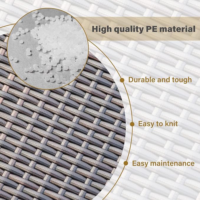 Wicker Repair Material， Flat Synthetic Rattan Weaving Material Plastic Rattan for Knit and Repair Chair Table,Storage Basket,Ect (Coffee Gradient A)
