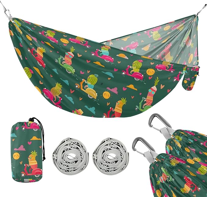Camping Hammock Outdoor Hammocks for Outside Pineapple Cycling Cute Beach Trees Portable Lightweight with Pockets Tree Straps Indoor