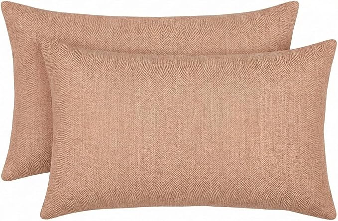 RSH DECOR: Designer Select Sunbrella Jumbo Lumbar Pillows Set of 2 | 26" x 16" | Water and Fade-Resistant Performance Fabric | Indoor Outdoor Accent Pillows | Made in USA (Cast Petal Pink)