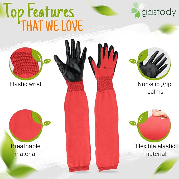 Long Sleeve Gardening Gloves for Women & Men, Long Cuff Garden Gloves | Multipurpose heavy-duty design for outdoor & indoor use; extended cuff shields forearms from thorns, scratches & dirt