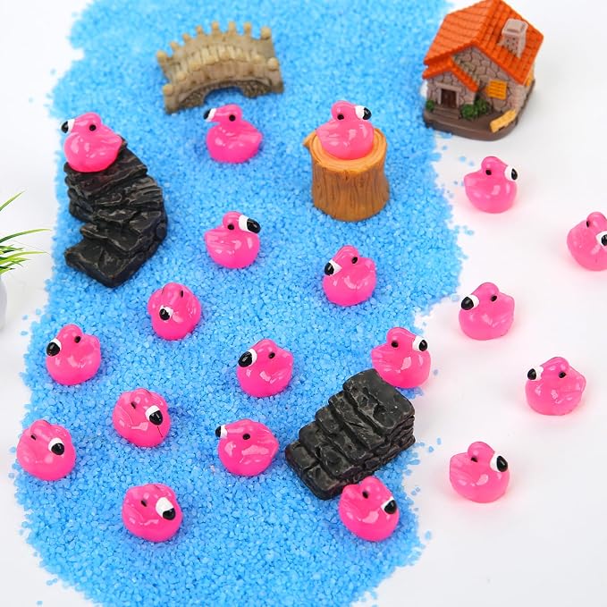 120 Pcs Pink Mini Resin Flamingos Ducks for Crafts Tiny Figures to Hide | Cute Miniature Plastic Flamingos for Garden Dollhouse Micro Landscape Aquarium Party Gifts Fish Tank Home Decorations
