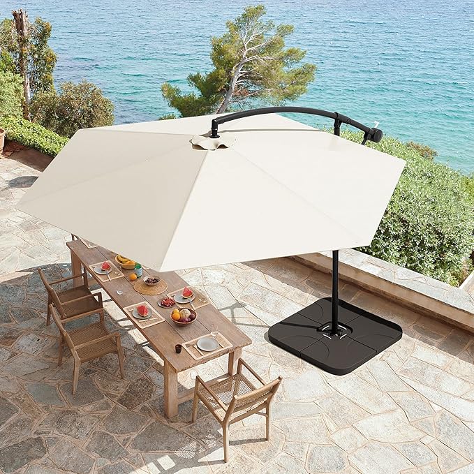 Greesum Patio Umbrella, Outdoor Table Umbrella with Push Button Tilt, Crank and 8 Sturdy Ribs
