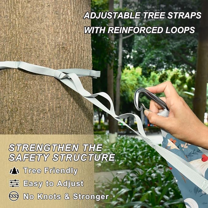 Camping Hammock Outdoor Hammocks for Outside Rooster Flowers Beach Trees Portable Lightweight with Pockets Tree Straps Indoor