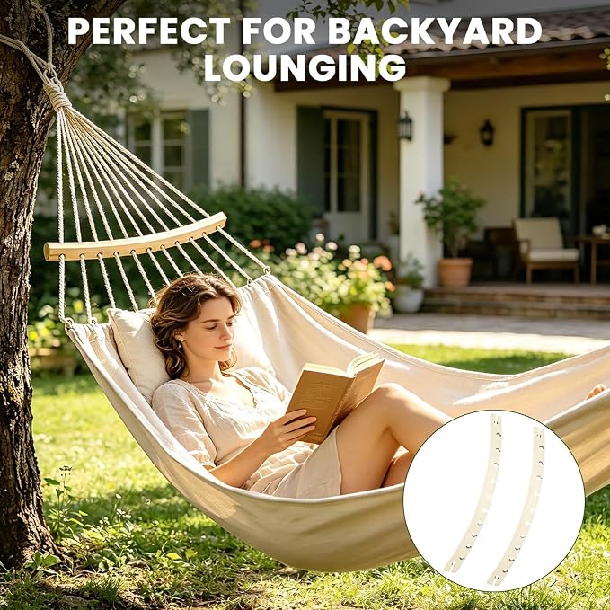 Wood Hammock Spreader Bar - 2 Pack Detachable Hammock Spreader Bar Replacement Set, Solid Wood Construction for Stability and Comfort, Suitable for Camping, Backyard Relaxation, Patio, Garden