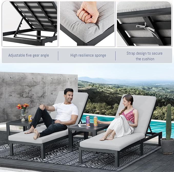BULEXYARD 11 Pcs Modern Aluminum Patio Furniture Set, 500 lbs Heavy Duty Outdoor Sectional Sofa with Lounge & Fire Pit Table, 29" Deep Wide Seated, Comfy Large Conversation Couch for Pool, Light Gray