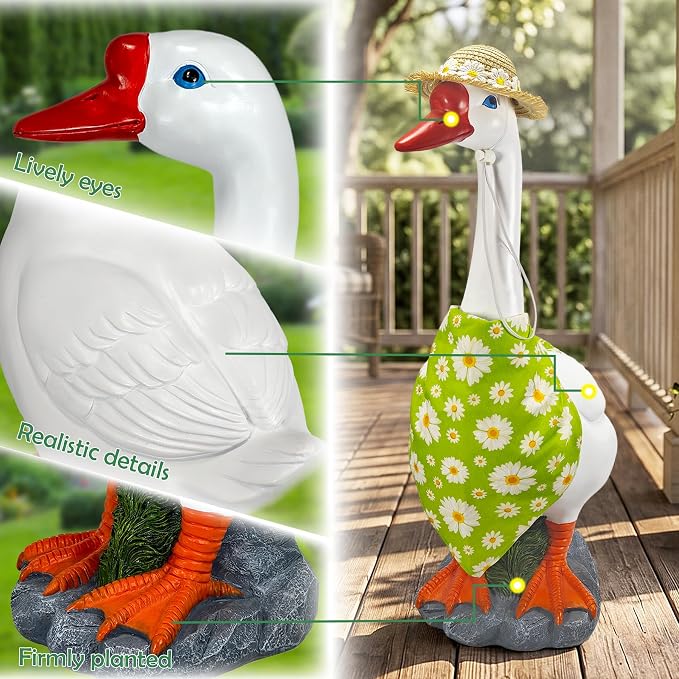 20Inch Resin Porch Goose Statue-Large Porch Goose Statue Decor for Lawn,Yard,Garden.Duck Decor,Indoor and Outdoor-Farmhouse Style Animal Sculpture