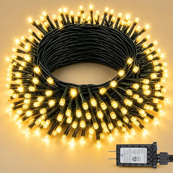 264FT 800 LED Christmas Lights, Twinkle Xmas Lights with 8 Modes and Timer, Outdoor Waterproof Christmas Tree Lights for Room Bedroom Wedding Party Holiday Decorations, Warm White