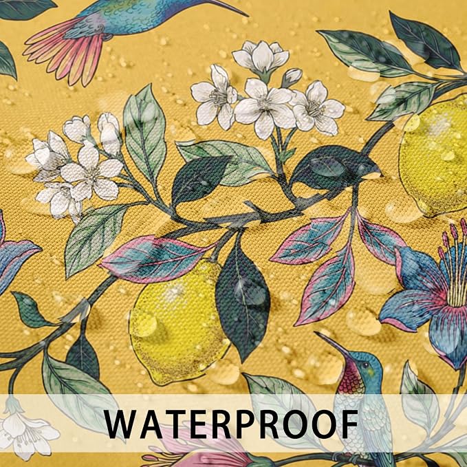 Throw Pillow Covers, Yellow Bird Floral, 18 x 18 Inch, Set of 2 | Outdoor Waterproof Pillowcase Square Cushion Case Farmhouse Garden Decorative Pillows for Couch Beach Patio