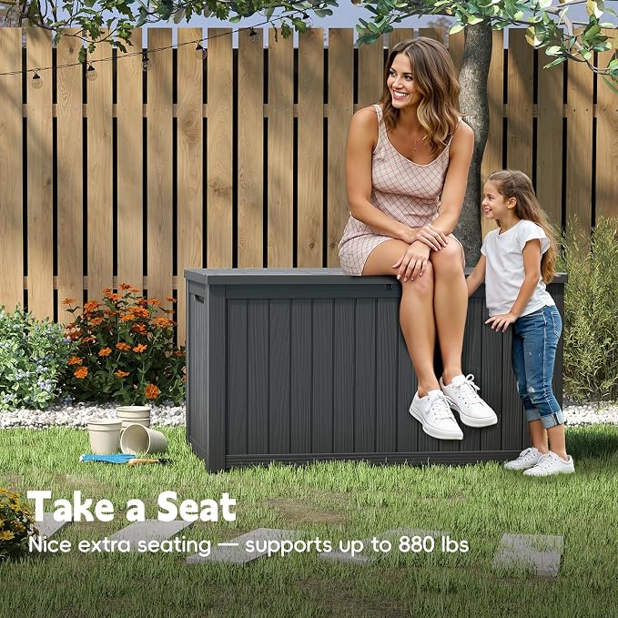 LubanNese Outdoor Storage Box, Waterproof Deck Box, Outdoor Patio Storage Bin, Weatherproof (Black, 200 Gallon)