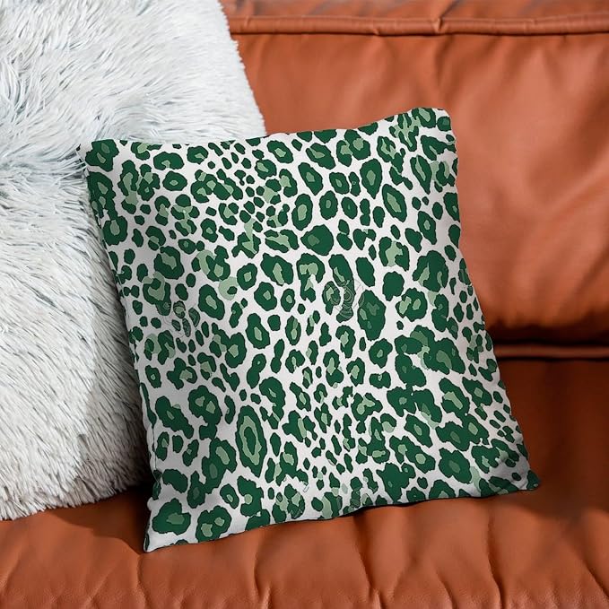 Leopard Graphite Green Dot Pillowcase Green African Tribal Throw Pillow Cover Modern Farmhouse Decor Pillow for Patio Garden Sofa Chairs 26x26 in