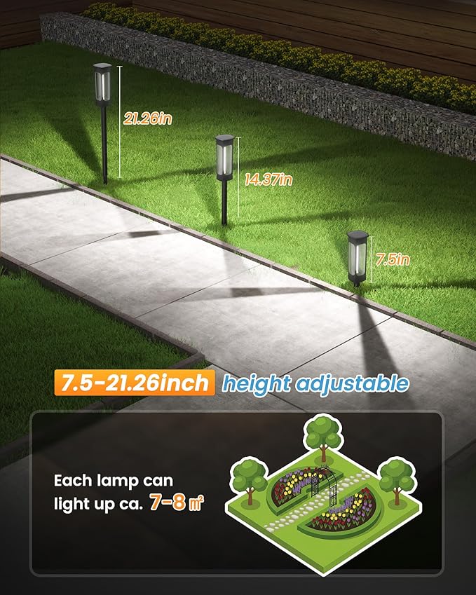 VOLISUN Solar Pathway Lights,8 Pack LED Solar Lights Outdoor Waterproof, Landscape Lighting,Cool White Color Solar Path Lights,Landscape Lights,Solar Garden Lights for Yard Lawn Driveway Walkway