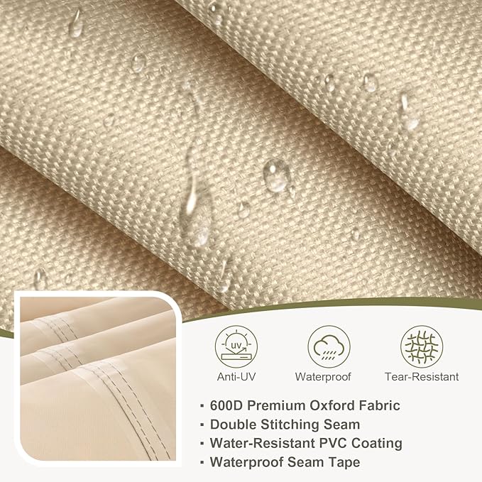 COWVIE Rectangular Outdoor Furniture Cover for Sectional Sofa Set, 600D Waterproof Patio Set Cover for Lawn General Purpose Table and Chairs, 126''L x 88''W x 32''H