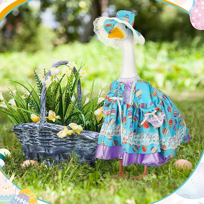 Suzile Easter Egg Goose Outfit Clothes for 23 High Cement for Plastic Lawn Clothing Porch Goose Clothes Lawn Garden Costume