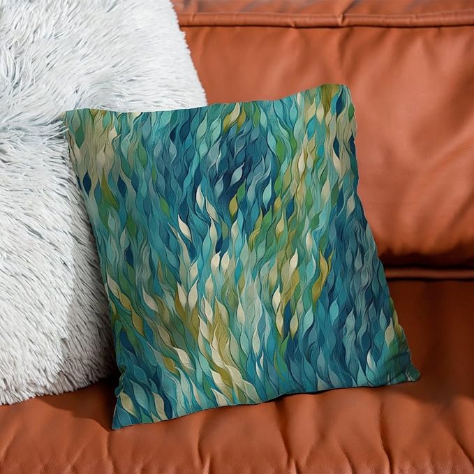 Pillowcase Make It Rain Fiesta Pillowcase Farmhouse Rainbow Teal Pillow Cover Accent Farmhouse Decor Pillow for Couch Sofa Bedroom Car 16x16 in