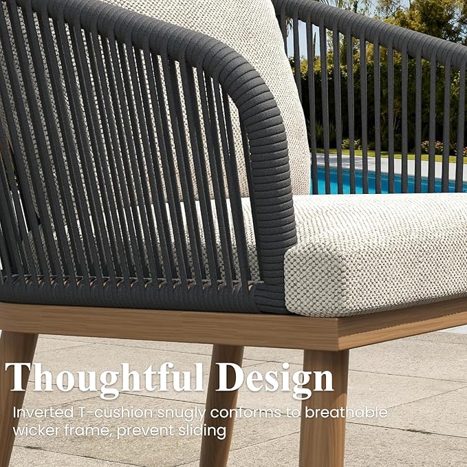 LayinSun 13 Pieces Outdoor Patio Dining Set, Aluminium Rectangular Dining Table and Wicker Rattan Chairs Set for Outside Backyard, Poolside