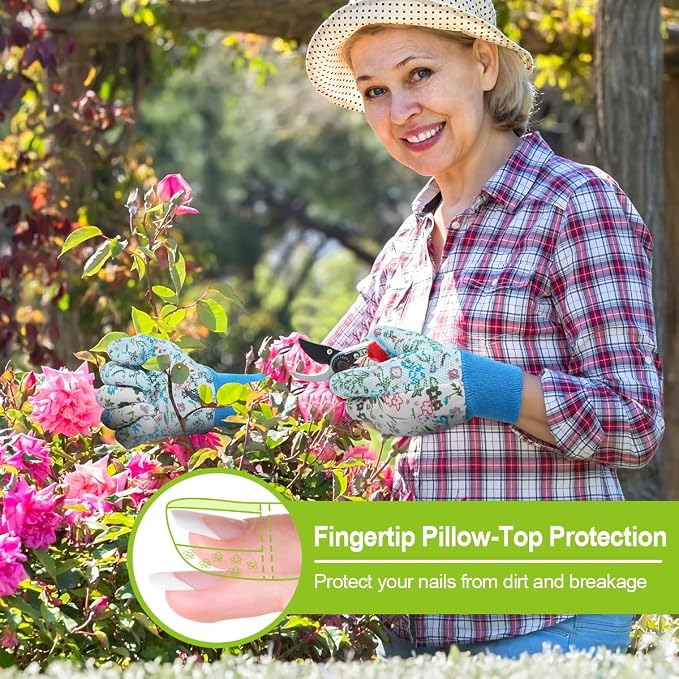 Ainiv Floral Gardening Gloves for Women/Ladies, Non-Slip Garden Work Gloves | Breathable Yard Work Glove Light Working Gloves