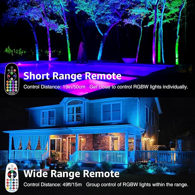 SUNVIE RGBW Landscape Lighting Kit with 300W Transformer, Waterproof, 12PCS | 12-24V LED Low Voltage Landscape Lights, Aluminum Landscape Spotlights Color Changing for Christmas House Yard Tree Garden