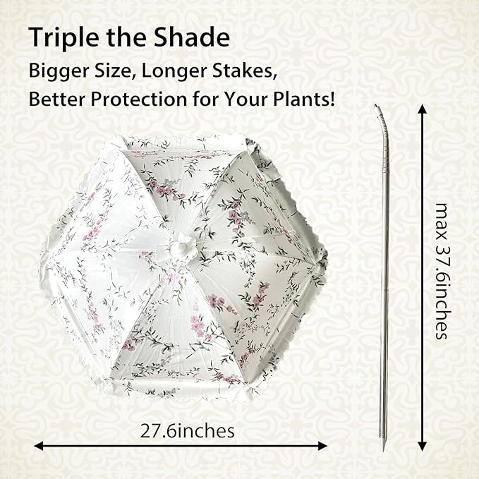 TIMSO Adjustable 3 Pack Plant Shade Umbrella for Outdoor Garden - Sun Protection Cloth & Umbrella for Plants, Potted Plants, and Garden Beds