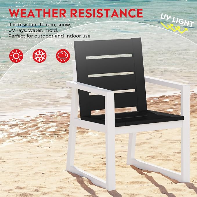 Costaelm Stinson HDPE Plastic Outdoor Patio Dining Arm Chair, Gray