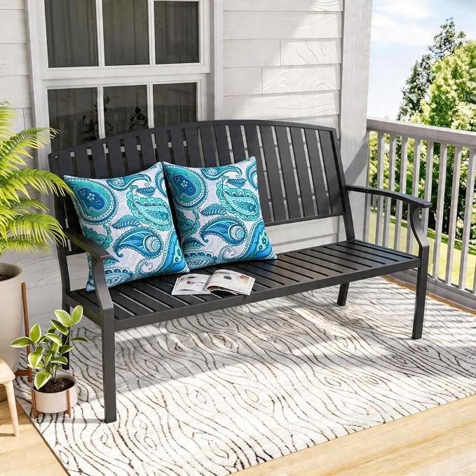 2 Pack Waterproof Outdoor Pillows, 18x18 Outdoor Throw Pillows | Patio Furniture Pillows, Decorative Throw Pillows, Waterproof &Fade Resistant, Removable & Washable, Paisley Blue