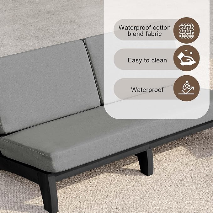 2 Pieces Patio Furniture Sets, All-Weather Outdoor Wood Bistro Set Patio Conversation Side Table Chiars and Patio Loveseat for Balcony, Backyard