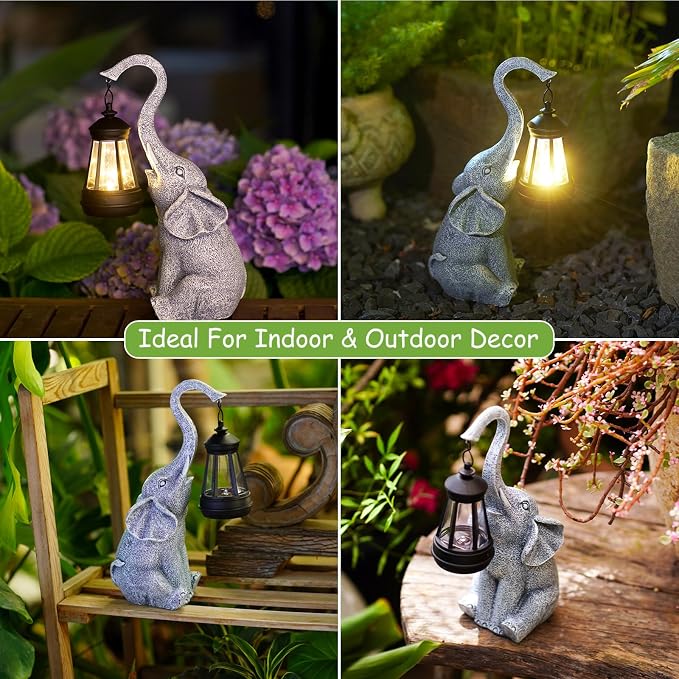 Goodeco Elephant Statue for Garden Decor with Gift Appeal - Ideal Gifts for Women, Mom or Birthdays, Beautifully Crafted Outdoor & Home Decor to Wow Your Guests (11" Elephant)