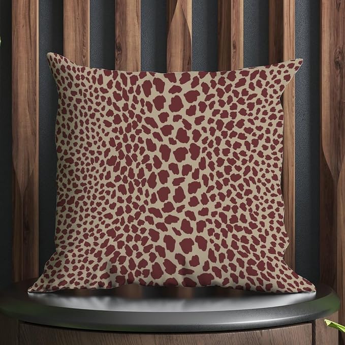 Brown Cheetah Leopard Print Outdoor Cushion Cases African Animal Stripe Throw Pillow Cover Accent Waterproof Pillows for Patio Furniture Garden 22x22 in