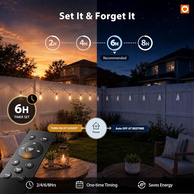 addlon 200(50FT*4) Outdoor String Lights with Remote LED Edison Waterproof | Plastic ST38 Shatterproof Bulbs, Extra Long Lighting, Hanging for Patio Outside Backyard Pergola Bistro Porch Garden Party