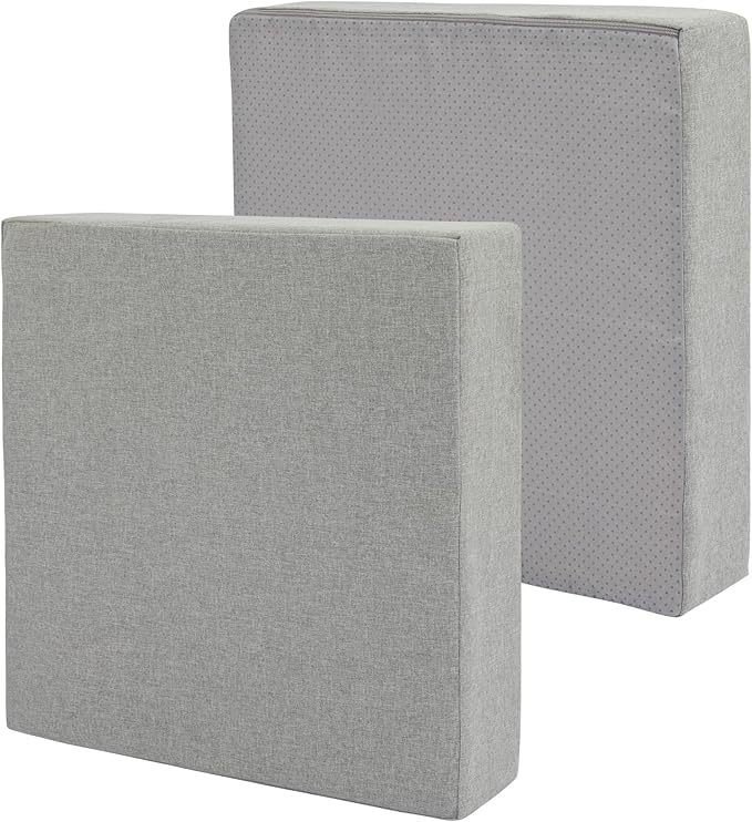 FUNHOME Outdoor Cushion Covers 24 x 24 x 4 inch,Set of 2,Non-Slip Grips Bottom,Replacement Cushion Covers for Garden Patio Furniture Couch Chair,Fade-Resistant Slipcover Only,No Insert(Light Gray)
