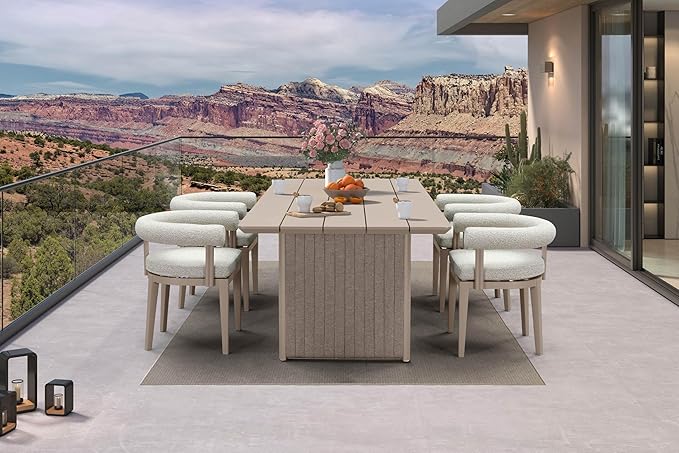 PURPLE LEAF Patio Dining Set 5 Pieces Luxury Modern Conversation Set Aluminum Large Rectangle Dining Table and Chairs with Olefin Cushion Outdoor Furniture Set for Garden Porch Deck Backyard
