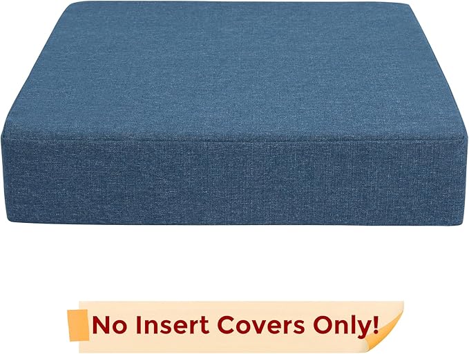FUNHOME Outdoor Cushion Covers 18 x 18 x 4 inch,Set of 2,Non-Slip Grips Bottom,Replacement Cushion Covers for Garden Patio Furniture Couch Chair,Fade-Resistant Slipcover Only,No Insert(Denim Blue)