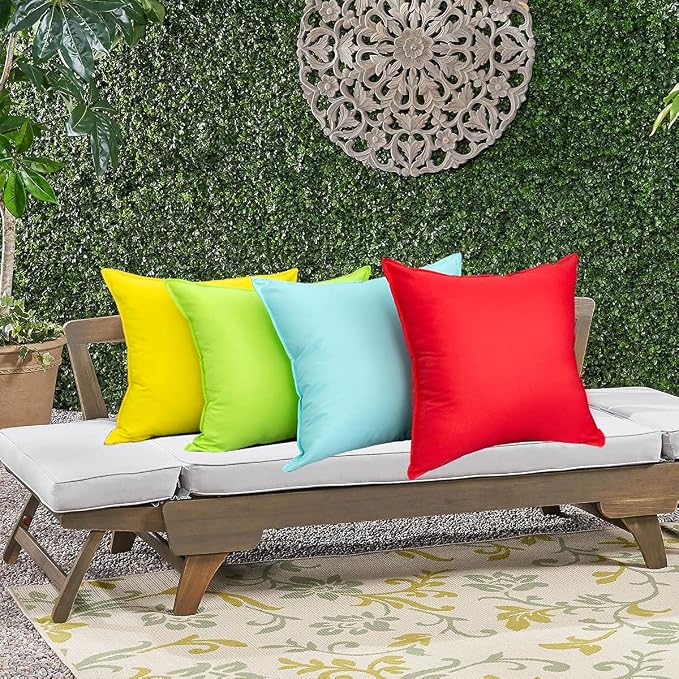 Yellow Outdoor Waterproof Throw Pillow Covers Summer Durable Vibrant Decorative Cushion Shem for Patio Funiture, Garden, Outdoor Sofa (12x20 Inches, 2 Pack)