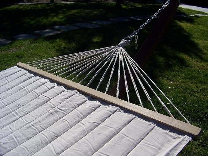 14 Ft. Water Treated Wooden Arc Hammock Stand + Premium Quilted, Double Padded Hammock Bed. 2 Person Bed.450 LB Capacity(Coffee Stain/Beige)