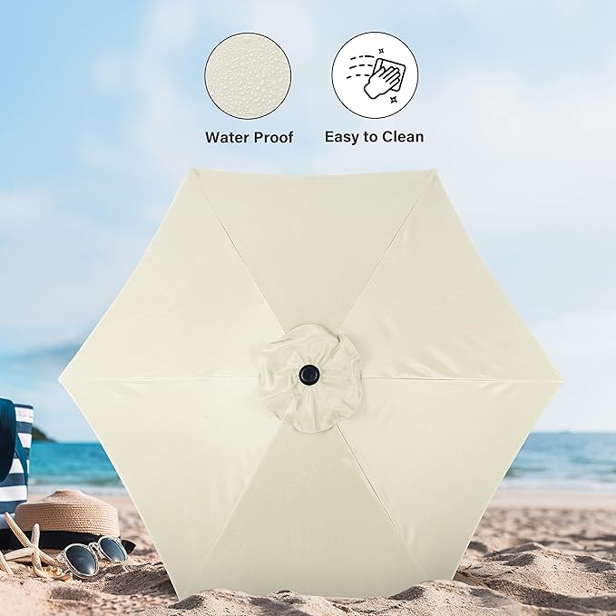 Simple Deluxe 2 Pack 9ft Patio Umbrella Outdoor Table Market Umbrella, 8 Sturdy Ribs for Garden, Deck, Backyard, Pool, Creamy White