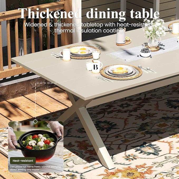LayinSun Outdoor Dining Set for 12, 13 Pieces Patio Furniture Sets with Aluminum Dining Table and Rope Weave Chairs
