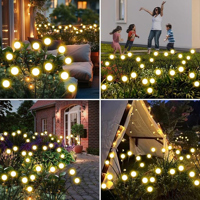 Solar Garden Lights Outdoor Waterproof, Swaying Firefly Light, Garden Decor | 8 Pack Solar Firefly Lights, Auto On/Off Decor for Yard, Patio, Pathway and Lawn, Gifts for Women, Christmas Decor