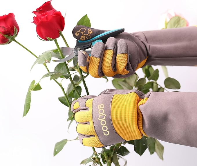 COOLJOB Thorn Proof Rose Pruning Garden Gloves for Women, Long Sleeve Padded Yard Work for Bush, Blackberry, Cactus, Heavy Duty/Puncture Resistant/Machine Washable, Medium, Yellow | Heavy Duty Puncture Resistant Gardening Gloves,Breathable Padded Yard ...