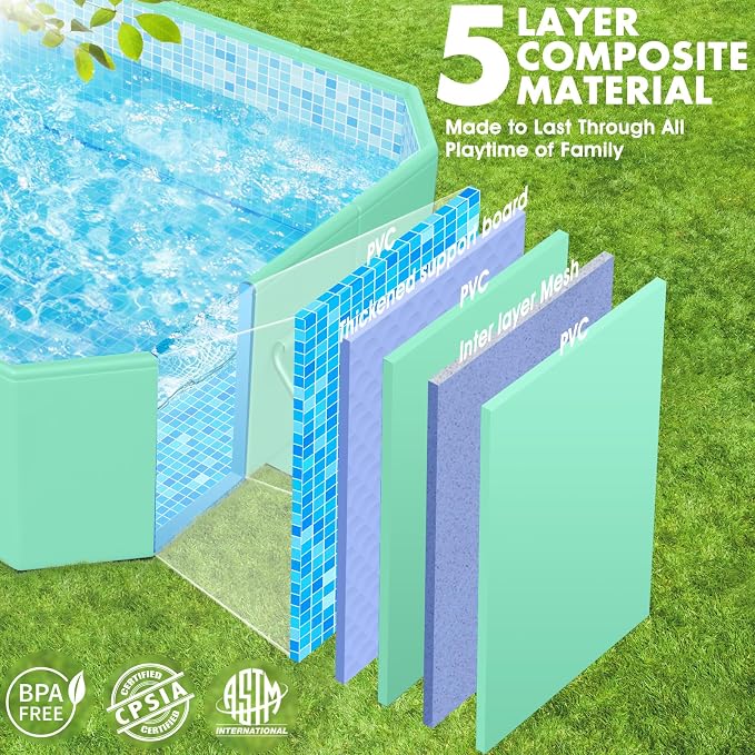 Foldable Pool, Large Non-Inflatable Swimming Pool for Adult Collapsible Pools Hard Plastic Shell, Oversized Thickened,Portable Folding Pools for Backyard 90"x50"x20"-Green