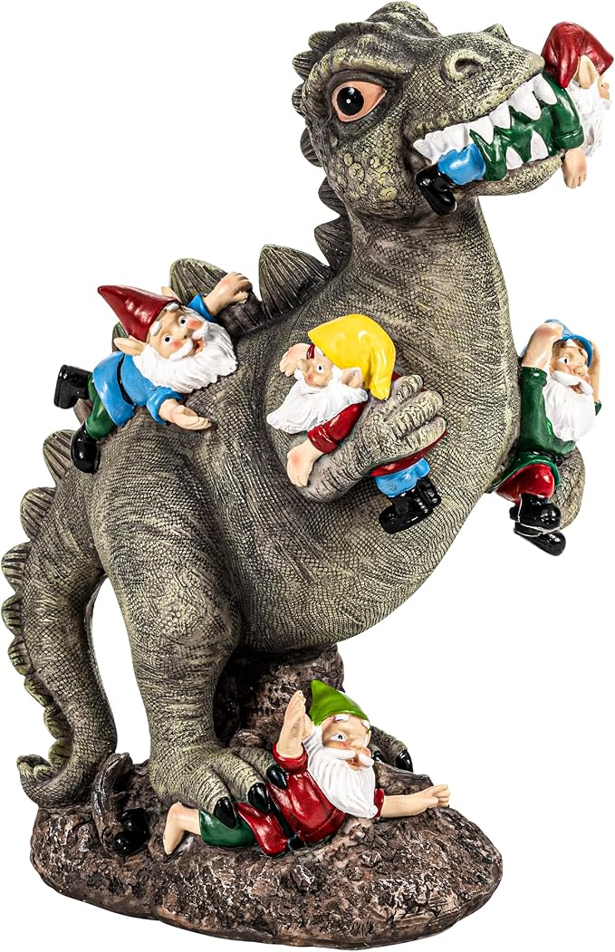 SOWSUN Dinosaur Gnomes Garden Statues Garden Decor Yard Decorations Outdoor, Patio, Yard, Lawn Ornaments Unique Housewarming Gifts for Women, Mom for Mothers Day