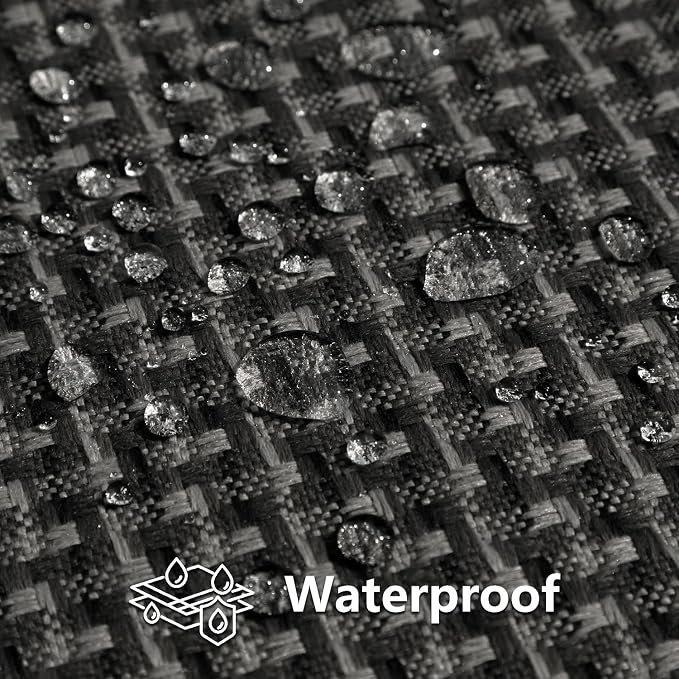 Kevin Textile Outdoor Waterproof 22"x22" Pillow Covers 2 Pack, Black | Water Resistant Weaving Faux Linen Texture Throw Pillow Covers, Outside Decorative Pillowcases for Garden Patio Balcony Couch