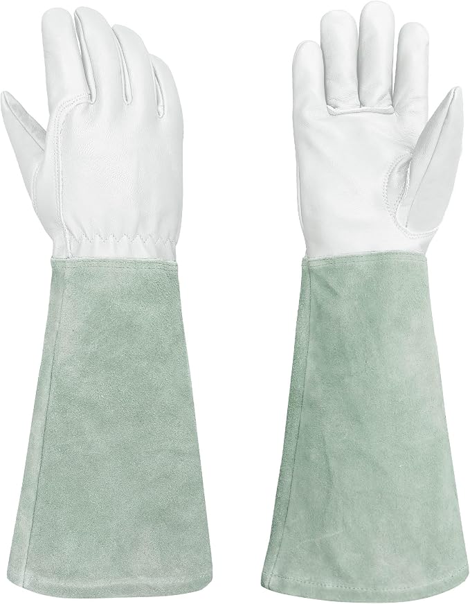 Rose Pruning Gloves with Forearm Protection, Thorn Resistant | Embroidery Design with Extra Long Cuff for Gardening and Pruning Tasks