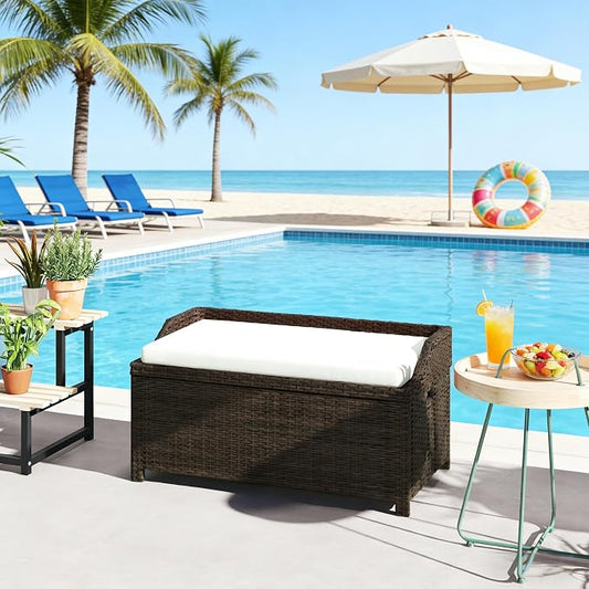 Storage Box,Outdoor Wicker Storage Bench