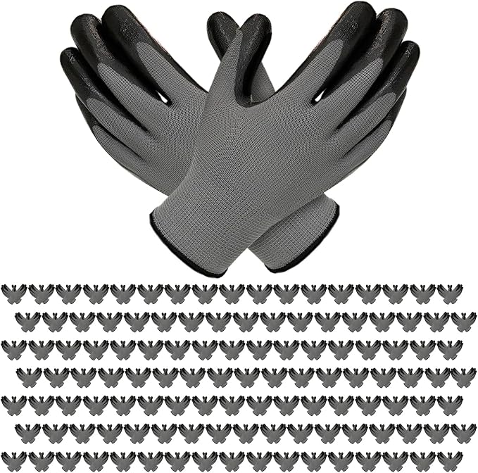 YOUKE OLA 120 Pair Gardening Gloves for Men Women, Breathable Rubber Coated Garden Gloves Working Gloves for Gardening, Construction Black