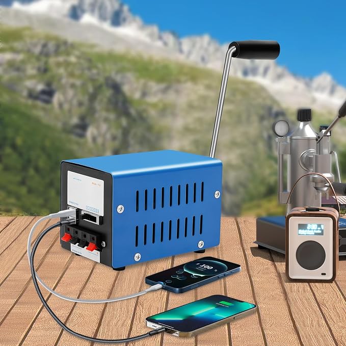 Portable Hand Crank Generator, Manual Emergency Power Generator with USB Output, Compact Lightweight Manual Crank Power Supply for Camping, Hiking, Home Backup, Outdoor Adventures