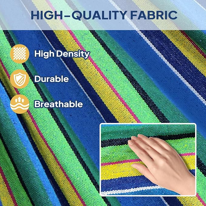 ANYOO Cotton Hammock Portable Camping Hammocks for Hanging Sturdy Garden Comfortable Fabric Hammock with Tree Straps Up to 660lbs with Travel Bag for Camping Outdoor/Indoor Patio Backyard