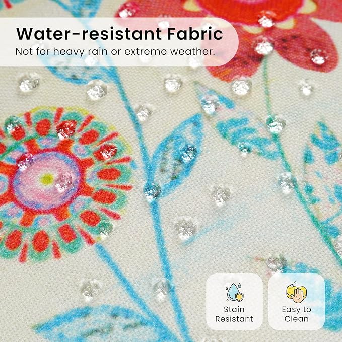 Colorful Floral Outdoor Lumbar Pillow Covers 12x20 Waterproof, Set of 4 | Floral Lumbar Pillow Cases, Flower Decor, Outdoor Lumbar Pillows for Patio Furniture Porch, No Decorative Pillow Inserts